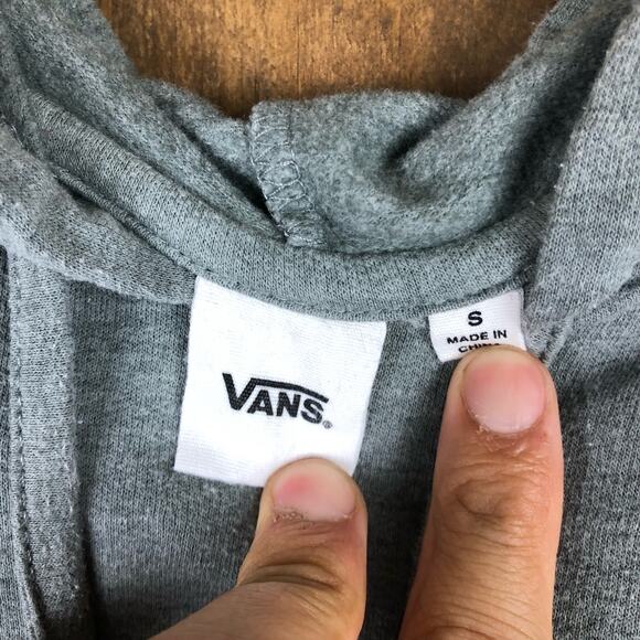 Vans Womens Sweater Gray Hooded Cropped Comfy Streetwear Y2K Small - Picture 5 of 11